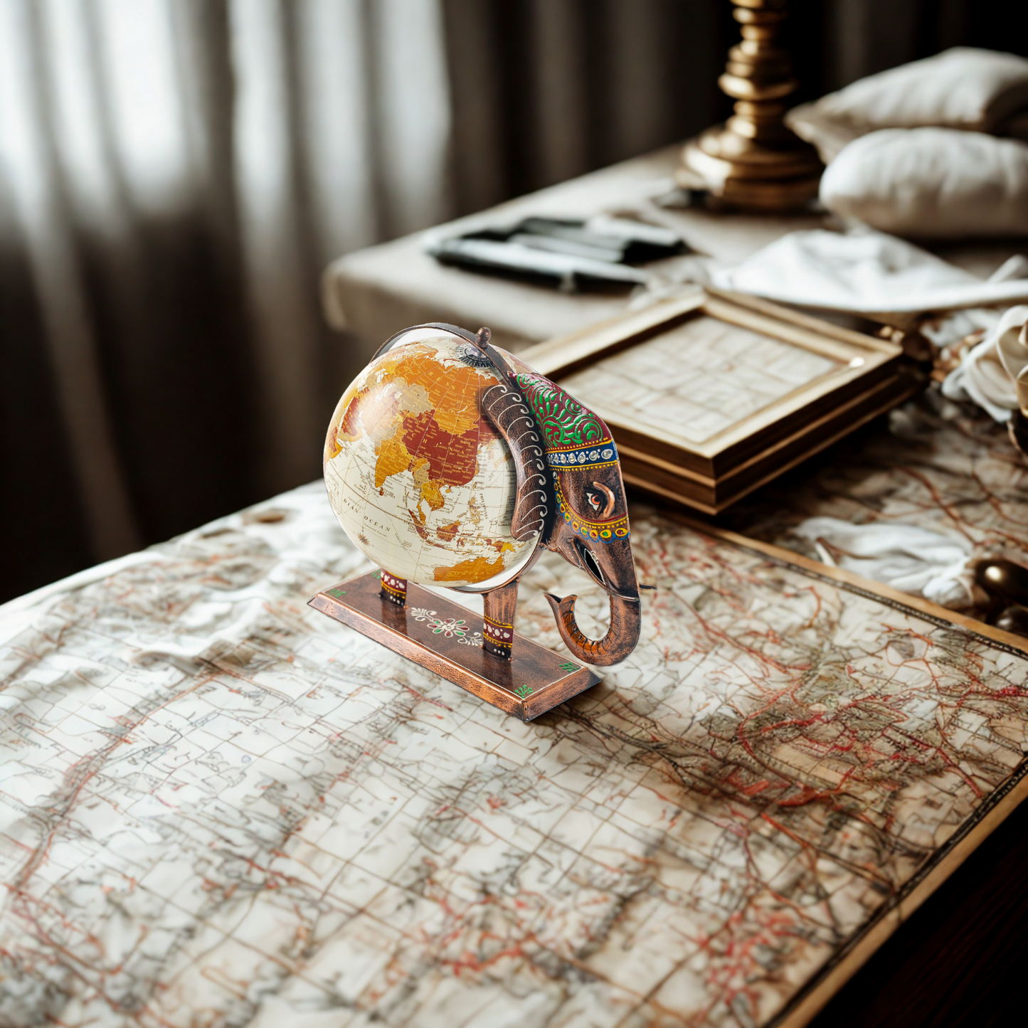 Wanderlust Elephant Globe Holder