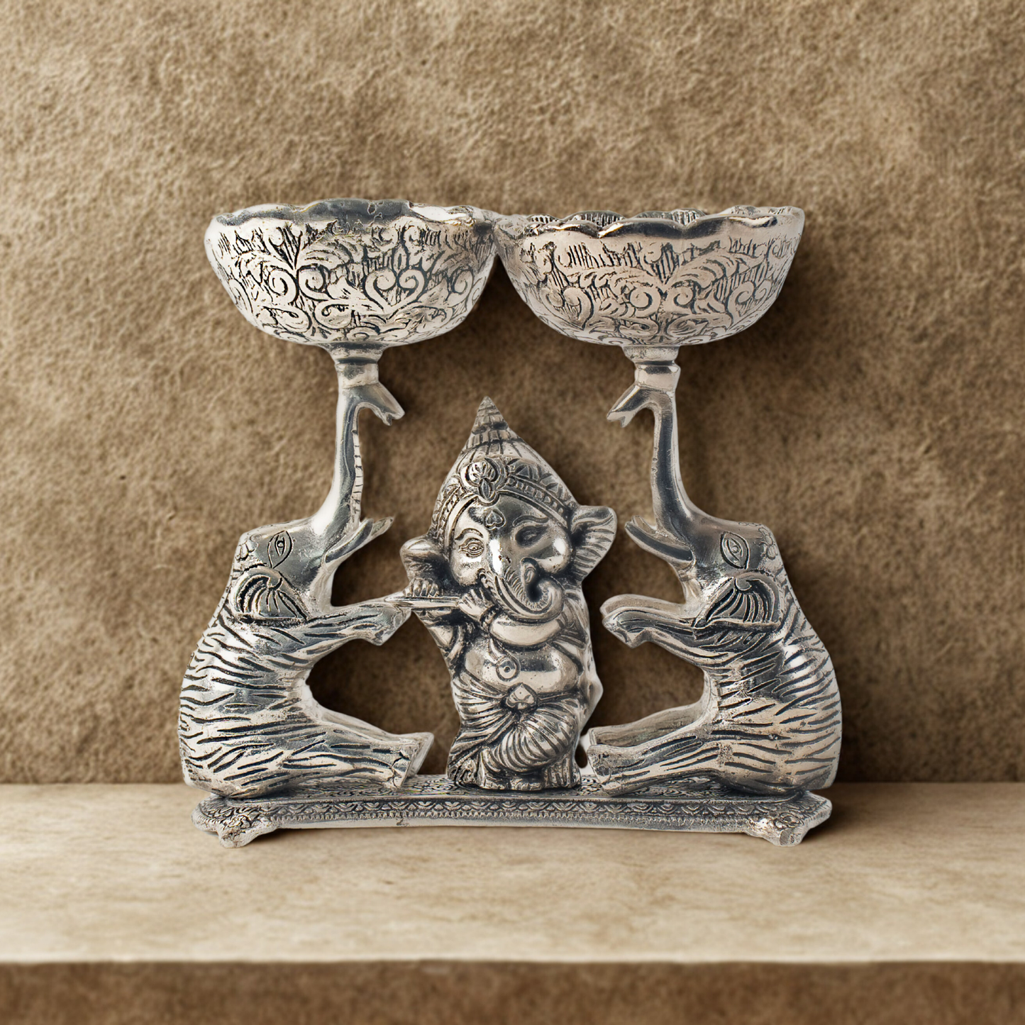 Ganesha Dual Bowl Stand
